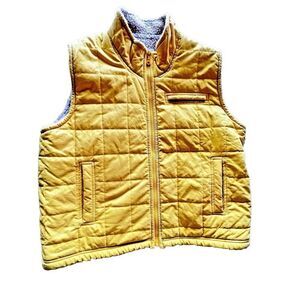 Nordstrom Collection Quilted Puffer Vest Sz XL Yellow Snap Front pockets  Winter